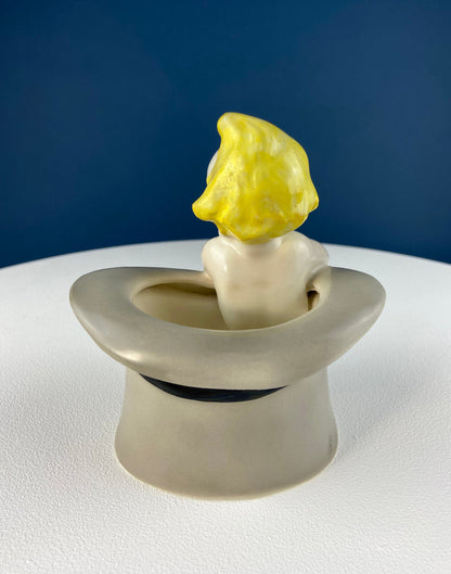 Vintage Blonde Baby Figurine in Top Hat: Royal Crown Planter, Vanity Tray