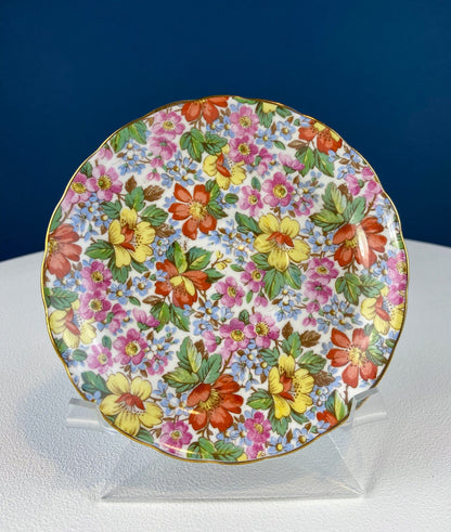 Vintage Tuscan Cup and Saucer: Hand-Painted Floral Tea Set
