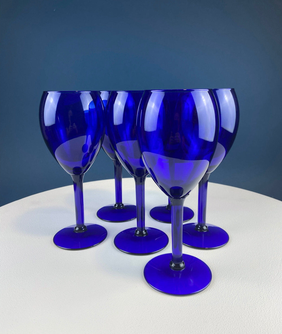Cobalt Blue Wine Glasses. Set of Four Stemware. Dark Blue Modern Design. Holiday Celebration. Home Dining Room Decor. Gift for Him or Her.