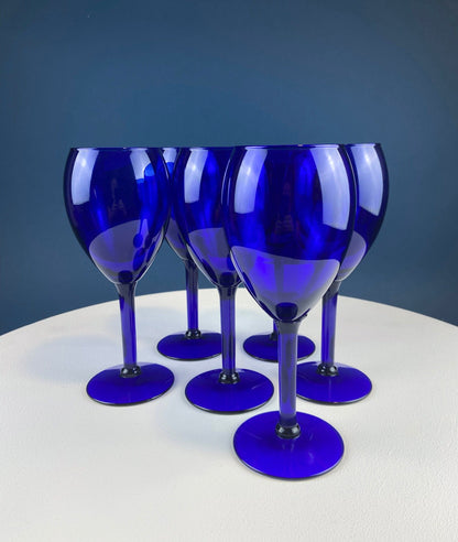Cobalt Blue Wine Glasses. Set of Four Stemware. Dark Blue Modern Design. Holiday Celebration. Home Dining Room Decor. Gift for Him or Her.