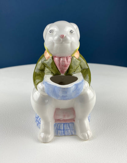 Cute Bunny Sitting in Armchair Creamer. Animal Creamer or Honey Dispenser. Funny Cream Serving Dish. Fun Breakfast Dish for Kids.