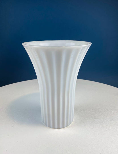 Set of Three, Fluted Milk Glass Vases.  Collection of White, Modern Style Vases of Varying Shapes and Sizes. Wedding Decor. White Home Decor
