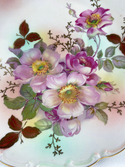 Vintage Schumann Arzberg Germany Cake Stand: Hand-Painted Tea Rose Porcelain