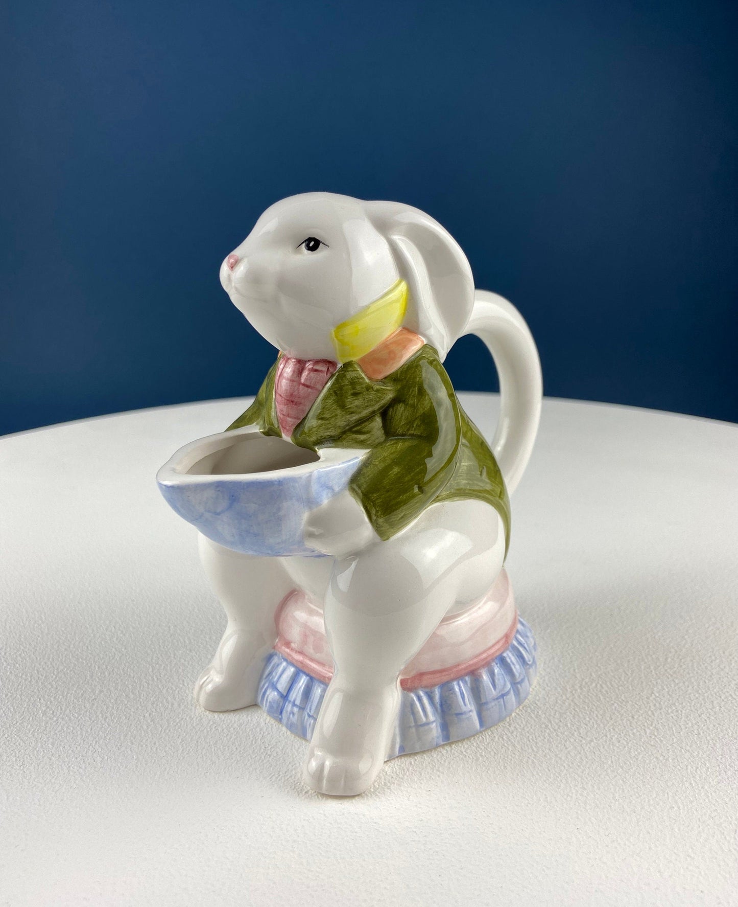 Cute Bunny Sitting in Armchair Creamer. Animal Creamer or Honey Dispenser. Funny Cream Serving Dish. Fun Breakfast Dish for Kids.