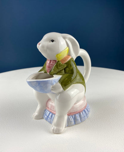 Cute Bunny Sitting in Armchair Creamer. Animal Creamer or Honey Dispenser. Funny Cream Serving Dish. Fun Breakfast Dish for Kids.