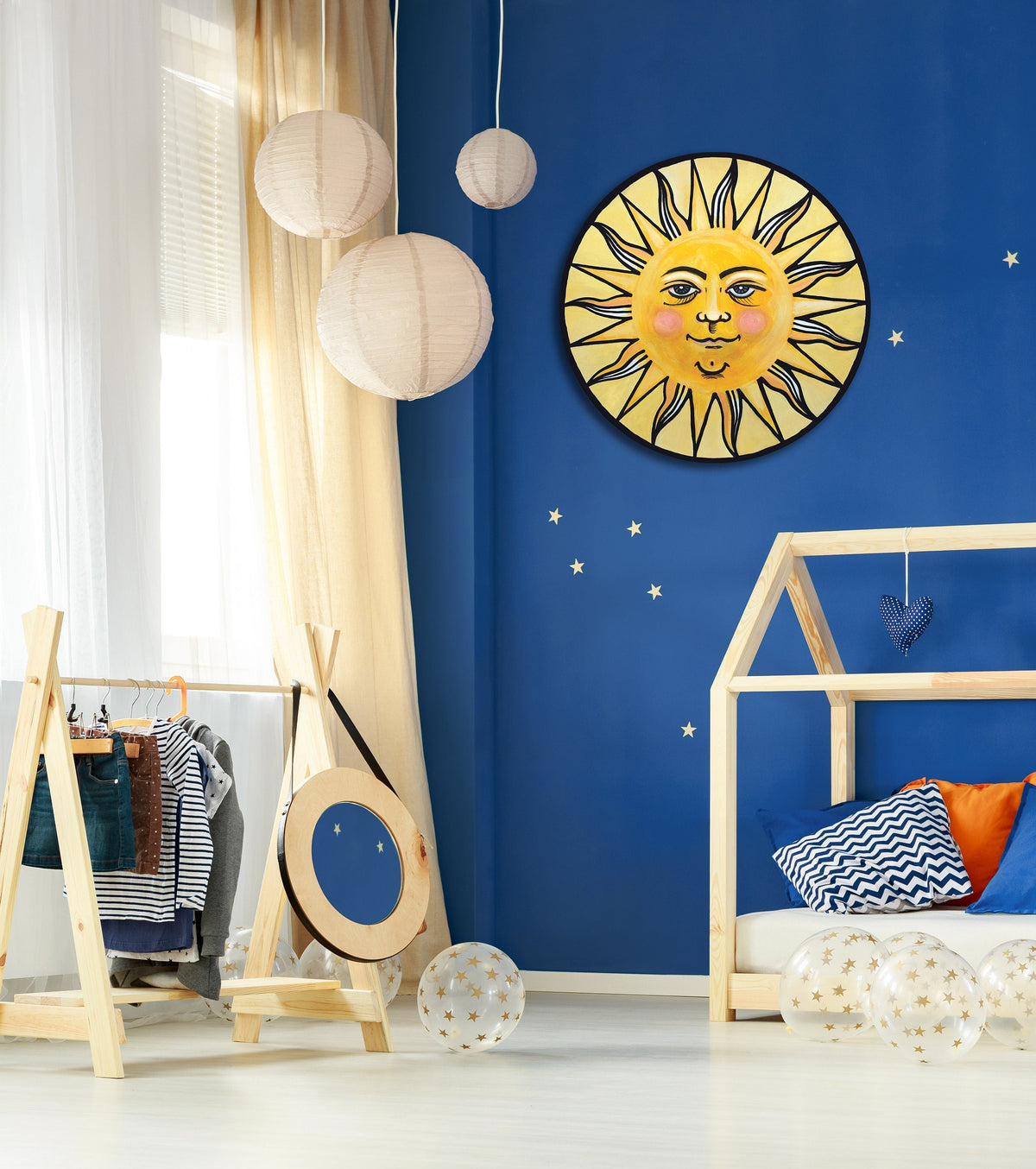 Sun Wall Art Ready to Hang 20" Smiling Yellow Sun Wall Decor