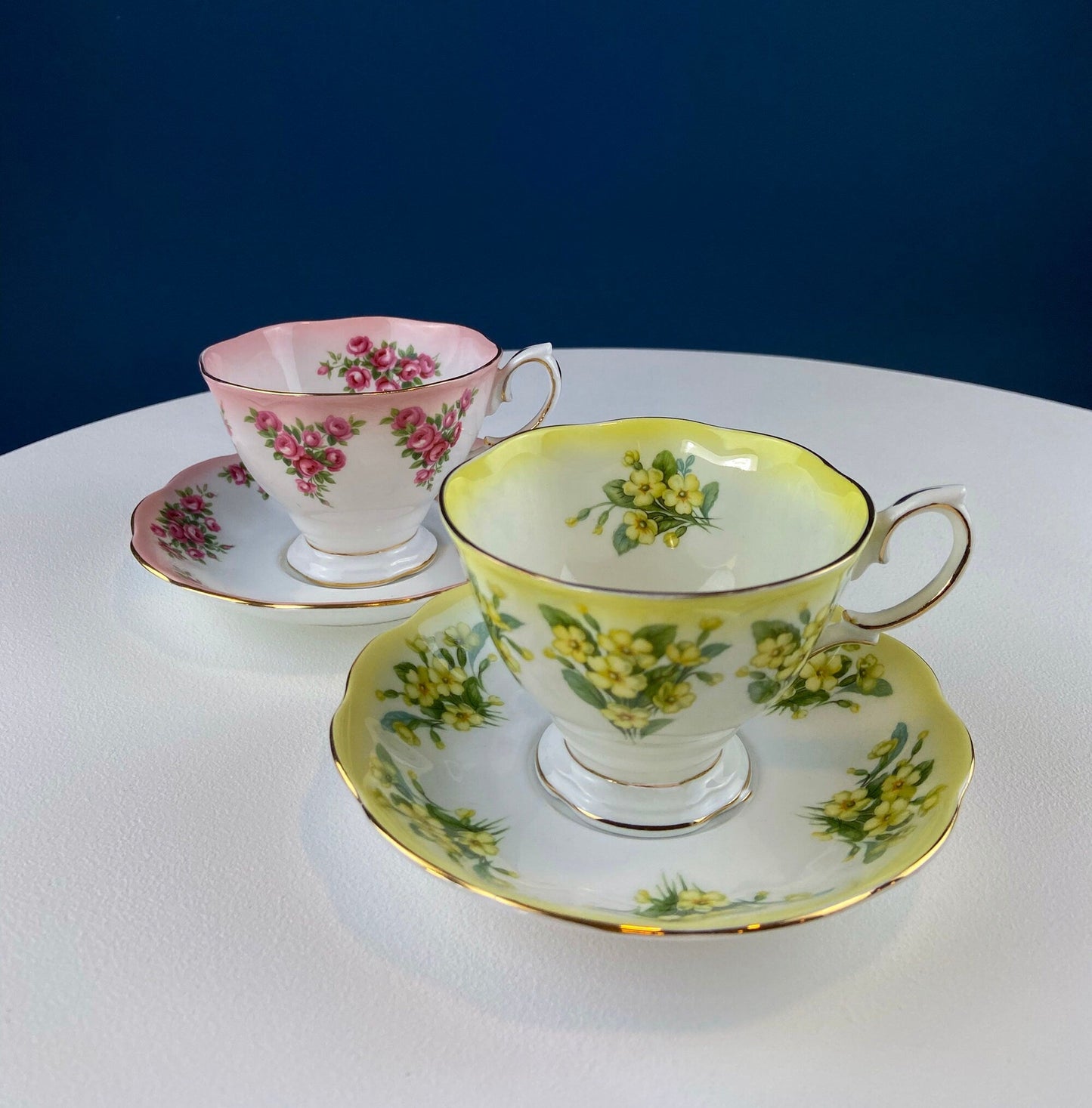 Vintage Teacup or Coffee Cup and Saucer by Royal Albert. Dainty Dina Series, Mary. Hand Painted Roses. English Breakfast.