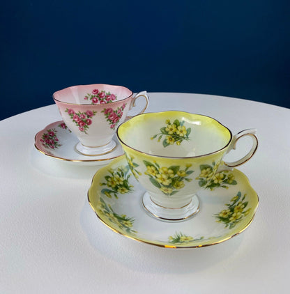 Vintage Teacup or Coffee Cup and Saucer by Royal Albert. Dainty Dina Series, Mary. Hand Painted Roses. English Breakfast.