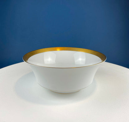 White and Gold Sango Porcelain, Georgetown Bowl. Wedding Band Pattern Porcelain Serving Dish.  Wedding Gift.