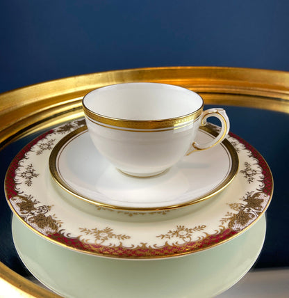 Coalport Elite White Cup and Saucer: Gold Rim Wedding Band China