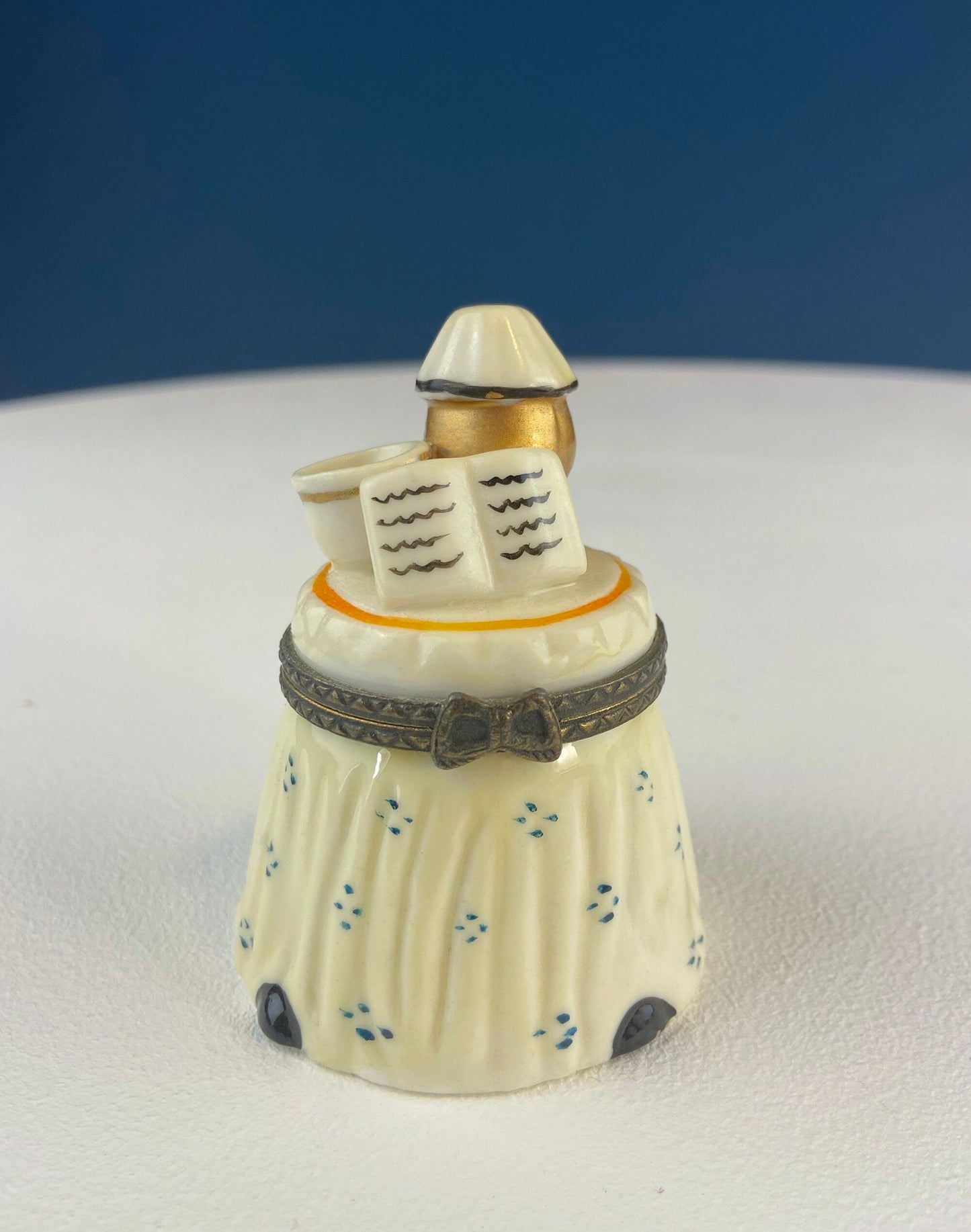 Miniature Porcelain Pill Boxes Shaped Like Dining Vignettes. Collection of 5. Hand Painted Collectible Ring Boxes. Gift for Her.