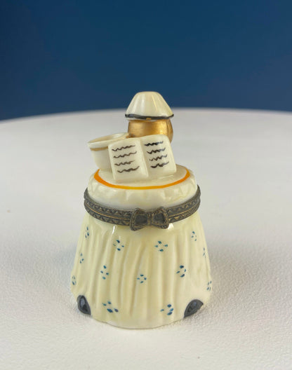 Miniature Porcelain Pill Boxes Shaped Like Dining Vignettes. Collection of 5. Hand Painted Collectible Ring Boxes. Gift for Her.