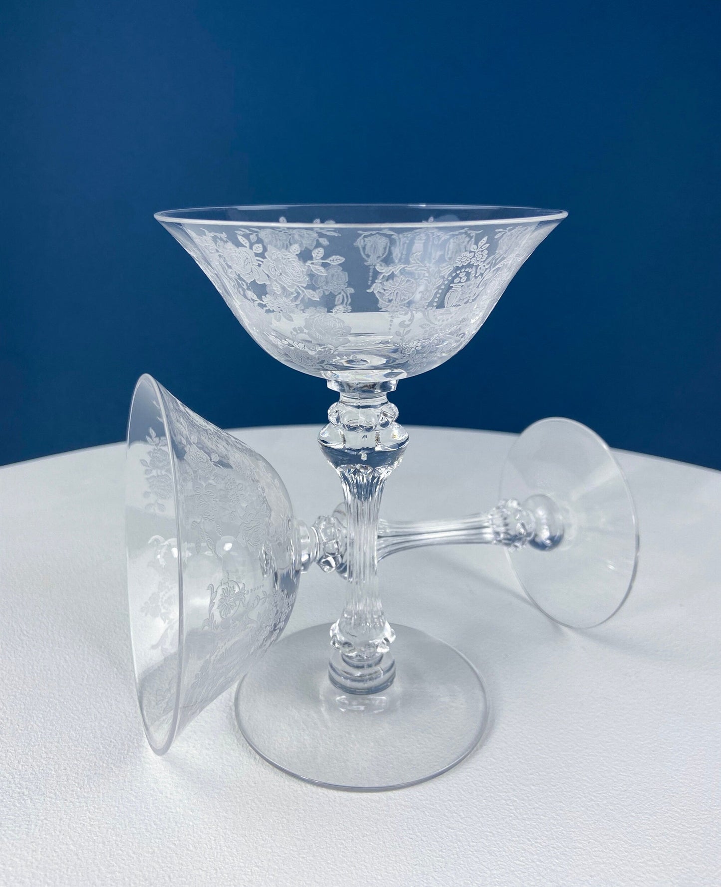 Antique Tiffin Franciscan Champagne Glasses in Cherokee Rose Pattern - Set of 6
