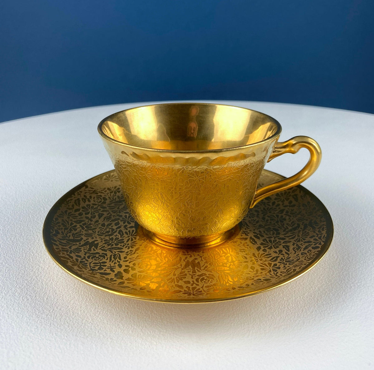 Gold Cup and Saucer with Red Plate: Wheeling Germany, Omeco Czechoslovakia Tea Set