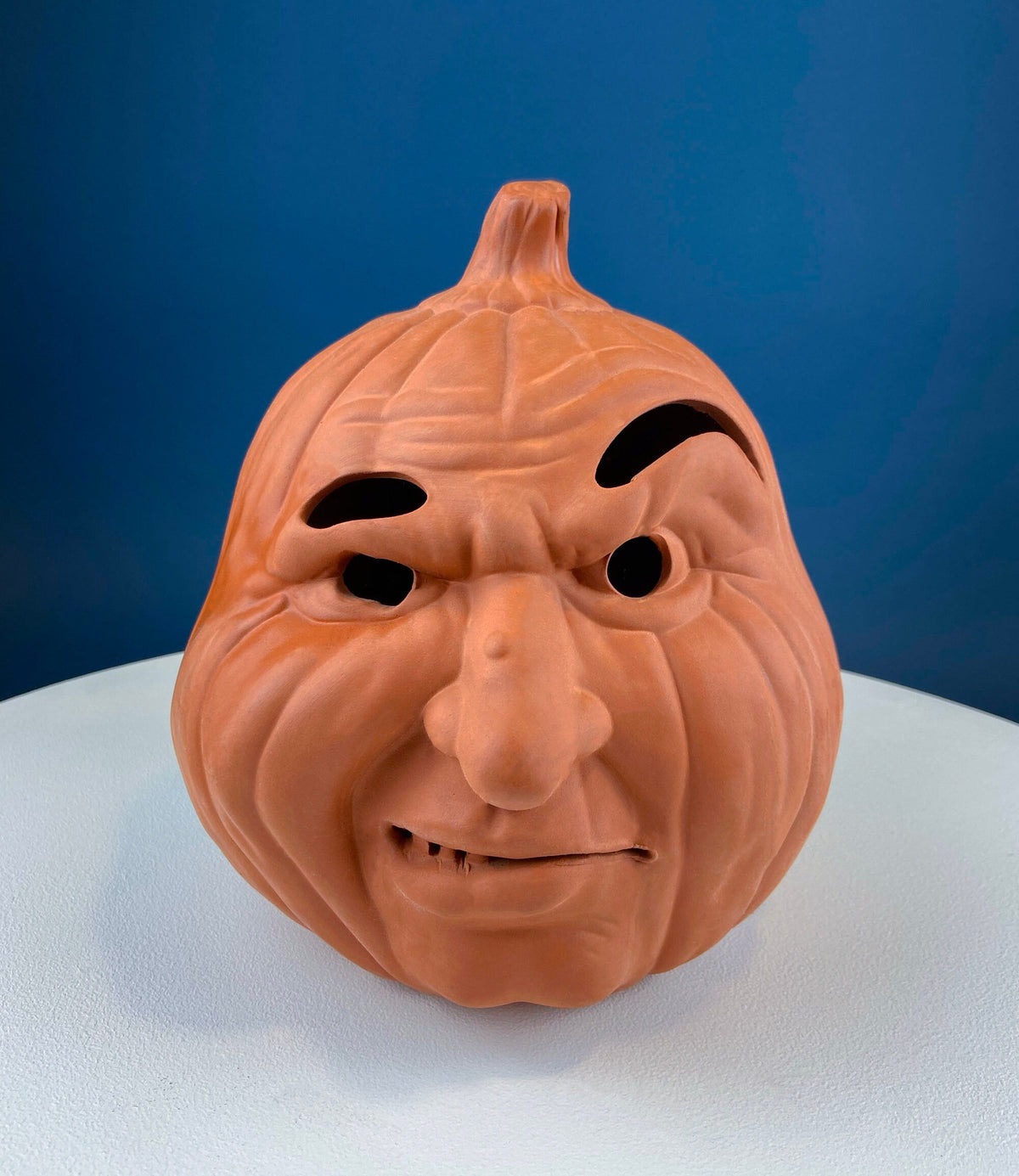 Vintage Papier Mache Jack-O-Lantern. Large Pumpkin Basket. Cute Hand Painted Face. Crackle Paint. Ribbon Handle. Halloween Candy Give Away.