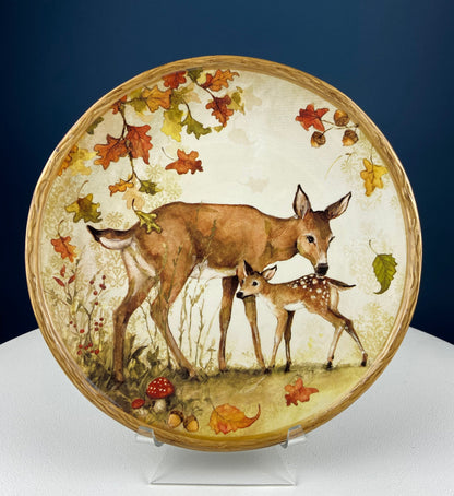 Cute Deer Mom and Baby Dinner or Serving Plate. Whimsical Plate. Kid at Heart or Grandparents' Gift for Grandkids. Fall Celebration.
