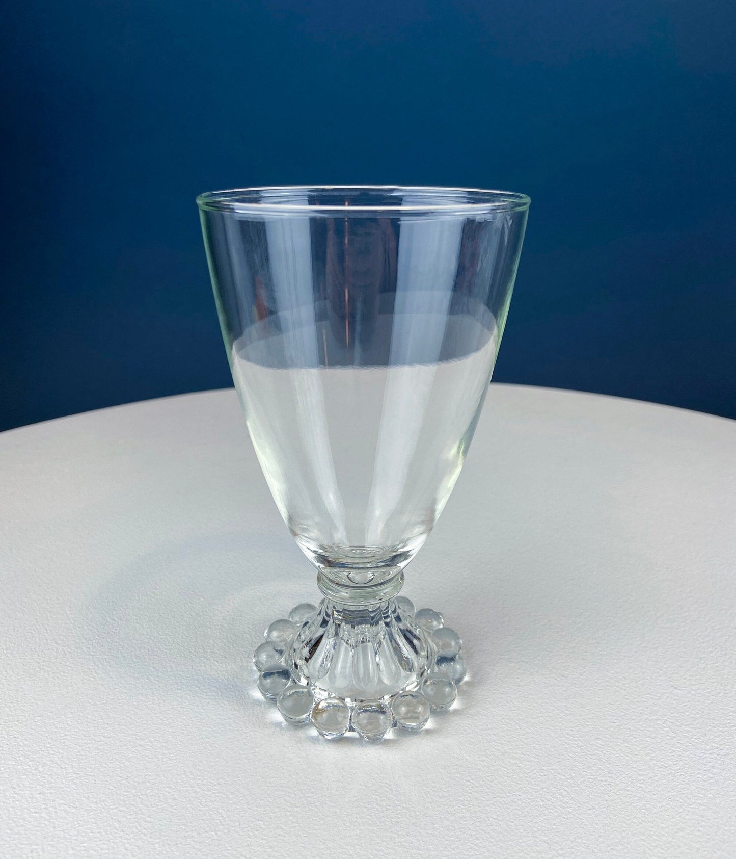 Anchor Hocking Water, Wine, Juice Goblets. Set of Six. Beaded Base. Berwick or Boopie Pattern. Mid C Modern Stemware. Dining Room Decor.
