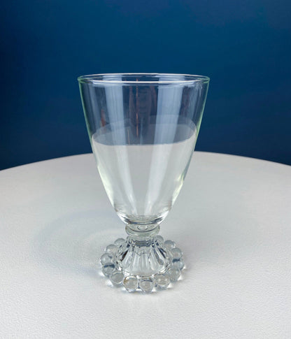 Anchor Hocking Water, Wine, Juice Goblets. Set of Six. Beaded Base. Berwick or Boopie Pattern. Mid C Modern Stemware. Dining Room Decor.