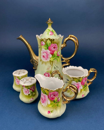 Lefton Tea Cup and Saucer: Hand Painted Roses, Collectible Tea Set