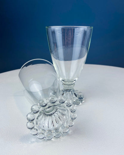 Anchor Hocking Water, Wine, Juice Goblets. Set of Six. Beaded Base. Berwick or Boopie Pattern. Mid C Modern Stemware. Dining Room Decor.