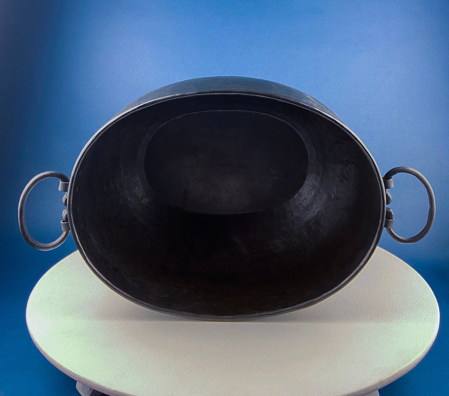 Extra Large Hand Pounded Copper Blackened Cauldron. Antique Hand Hammered Oval Scuttle for Wood Toys or Storage. Rustic Home Decor.