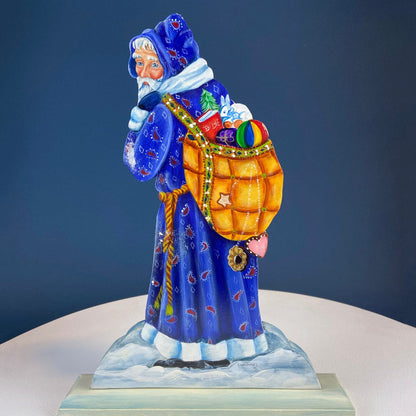 Two Large Hand-Painted on Wood German Santas or Elves. Rare Belsnickles in Traditional Folk  Dress. Nordic Christmas Decor. Home Retail Display.