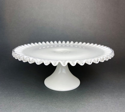Fenton Milk Glass Hobnail Footed Bowl with Ruffled Edge. Collectible Compote. White Serving Dish. Dining Room Decor. Table Centerpiece.