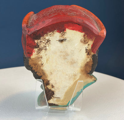 Vintage Chalkware Head of Smilling Asian Man in Red Hat. Life Like Caricature of Coolio. Ethnic Wall Hanging/Wall Art. Collectible Bus