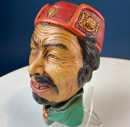 Vintage Chalkware Head of Smilling Asian Man in Red Hat. Life Like Caricature of Coolio. Ethnic Wall Hanging/Wall Art. Collectible Bus