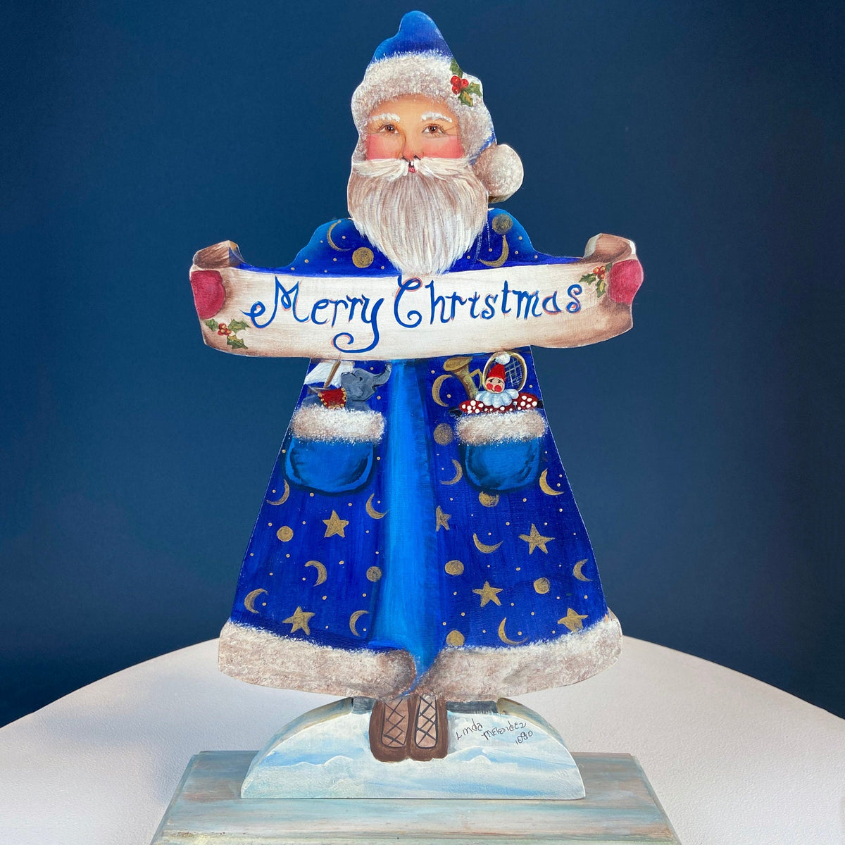 Two Large Hand-Painted on Wood German Santas or Elves. Rare Belsnickles in Traditional Folk  Dress. Nordic Christmas Decor. Home Retail Display.
