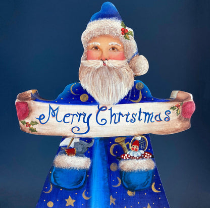 Two Large Hand-Painted on Wood German Santas or Elves. Rare Belsnickles in Traditional Folk  Dress. Nordic Christmas Decor. Home Retail Display.