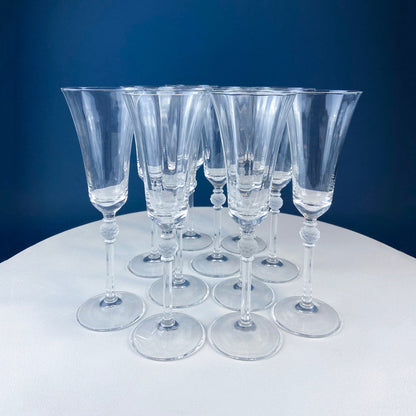 Crystal Wine Goblets with Ball Stem. Enchantress by Mikasa. Frosted Ball Shaped like Berries & Leaves. Set of 9. Stunning Ping.