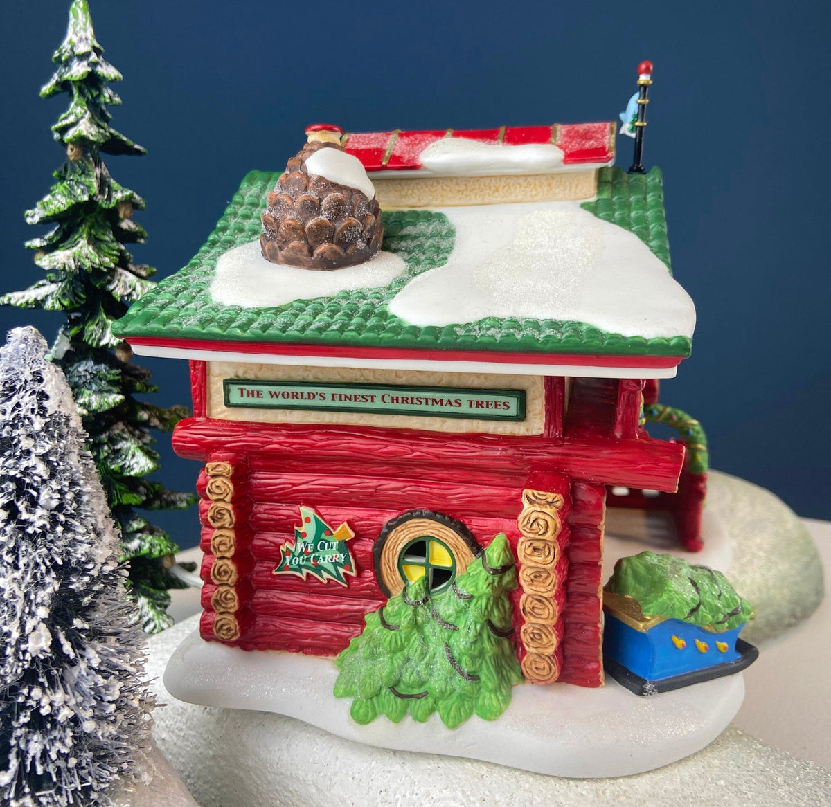 Needle's Tree Farm. Illuminated Porcelain Christmas Village House by Dept. 56. North Pole Series. Magically Detailed Holiday Decor.