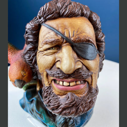 Vintage Chalkware Heads of Pirate with Parrot and Highwayman with Pistol. Life Like Caricatures of Pirate & Bandit. Wall Hangings/Wall Art.