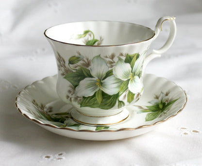 Royal Albert Trillium Teacup and Saucer, Hand-Painted Floral, England