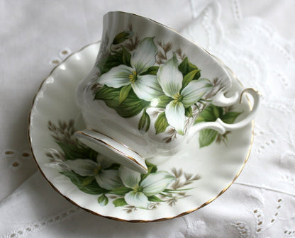 Royal Albert Trillium Teacup and Saucer, Hand-Painted Floral, England