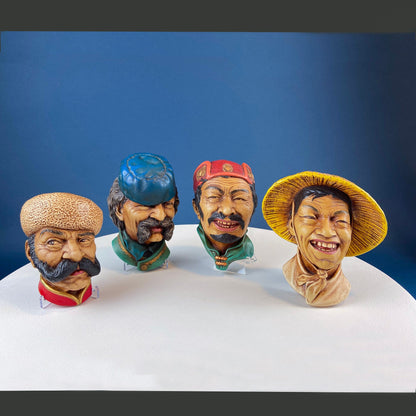 Bosson Like Chalkware Head of Pancho Villa. Life Like Caricature of Spanish Man in Red Sombrero. Ethnic Wall Hanging. Collectible Bust.