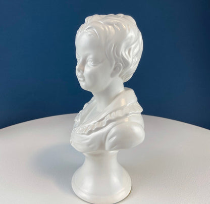 Vintage Napcoware White Porcelain Victorian Children Busts, Set of Two