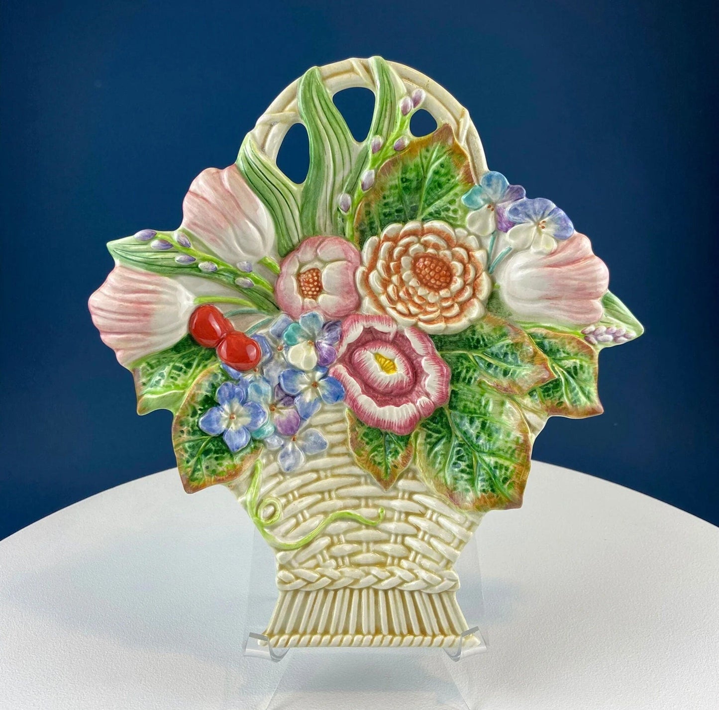 Hand-Painted Floral Porcelain Plate and Bowl Set, Japanese A.C.F.