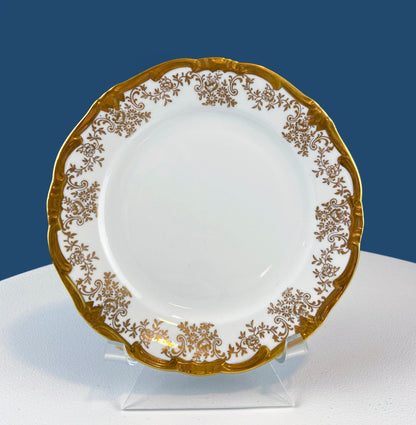 Stunning Antique White and Gold Tea Set Trio. Weimar Porcelain, Katharina Pattern. Hand Painted Floral Gold Trim. Dining Room Decor.
