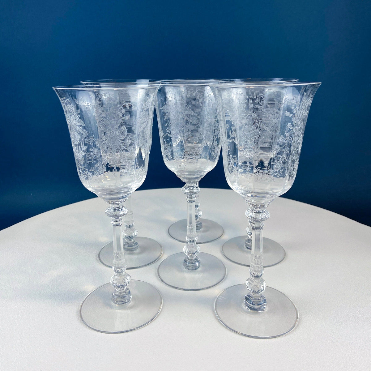 Heisey Sweet Wine, Liquor Glasses. Set of 6 Orchid Pattern Etched Crystal Sherbets. Home Gift. Dining Room Decor. Collectible Glassware.