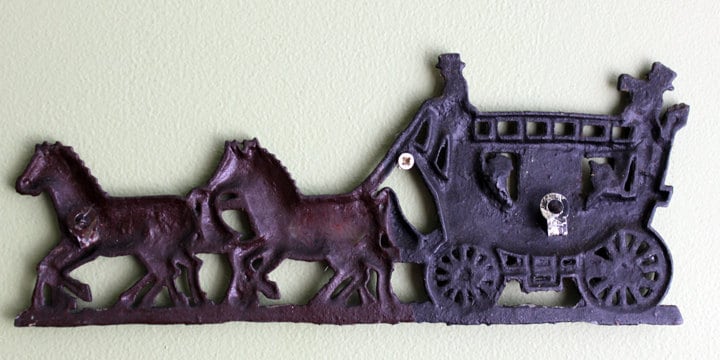 Cast Iron Carriage with Horses Wall Art  Rustic Home Decor