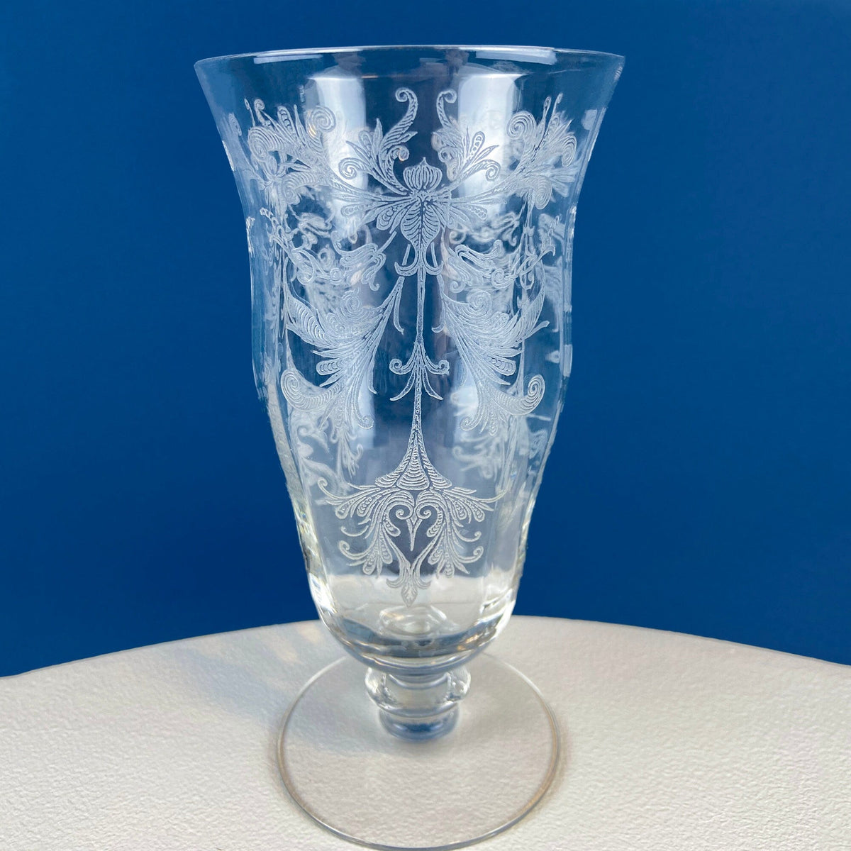 Tiffin Franciscan Water or Juice Glasses. Set of Five Byzantine Etched Stemware. Floral Motif. Fine Dining. Collectible Stemware.