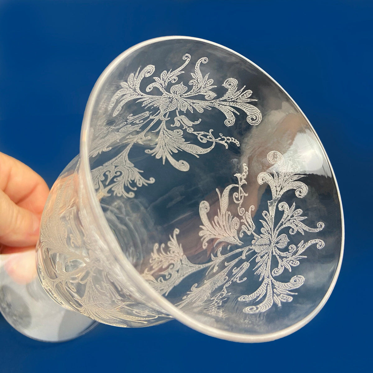 Tiffin Franciscan Water or Juice Glasses. Set of Five Byzantine Etched Stemware. Floral Motif. Fine Dining. Collectible Stemware.