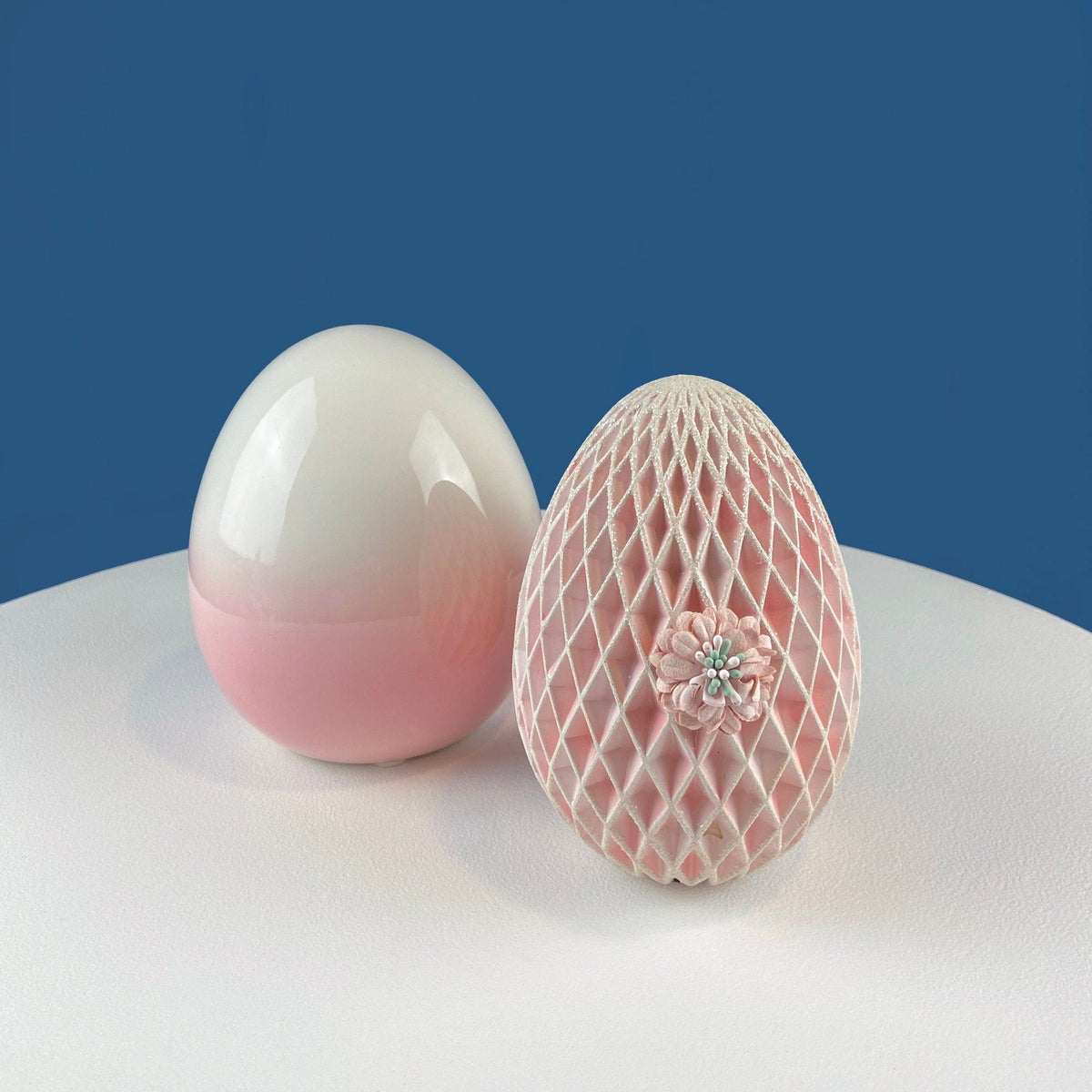 Large Ceramic Pink and White Egg. 6" Tall Ombre Egg. Easter Celebration. Dining Room Table Decor. Cafe, Store, Bakery. Modern Farmhouse