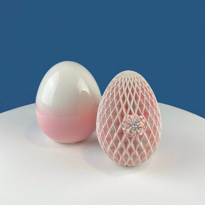 Large Ceramic Pink and White Egg. 6" Tall Ombre Egg. Easter Celebration. Dining Room Table Decor. Cafe, Store, Bakery. Modern Farmhouse