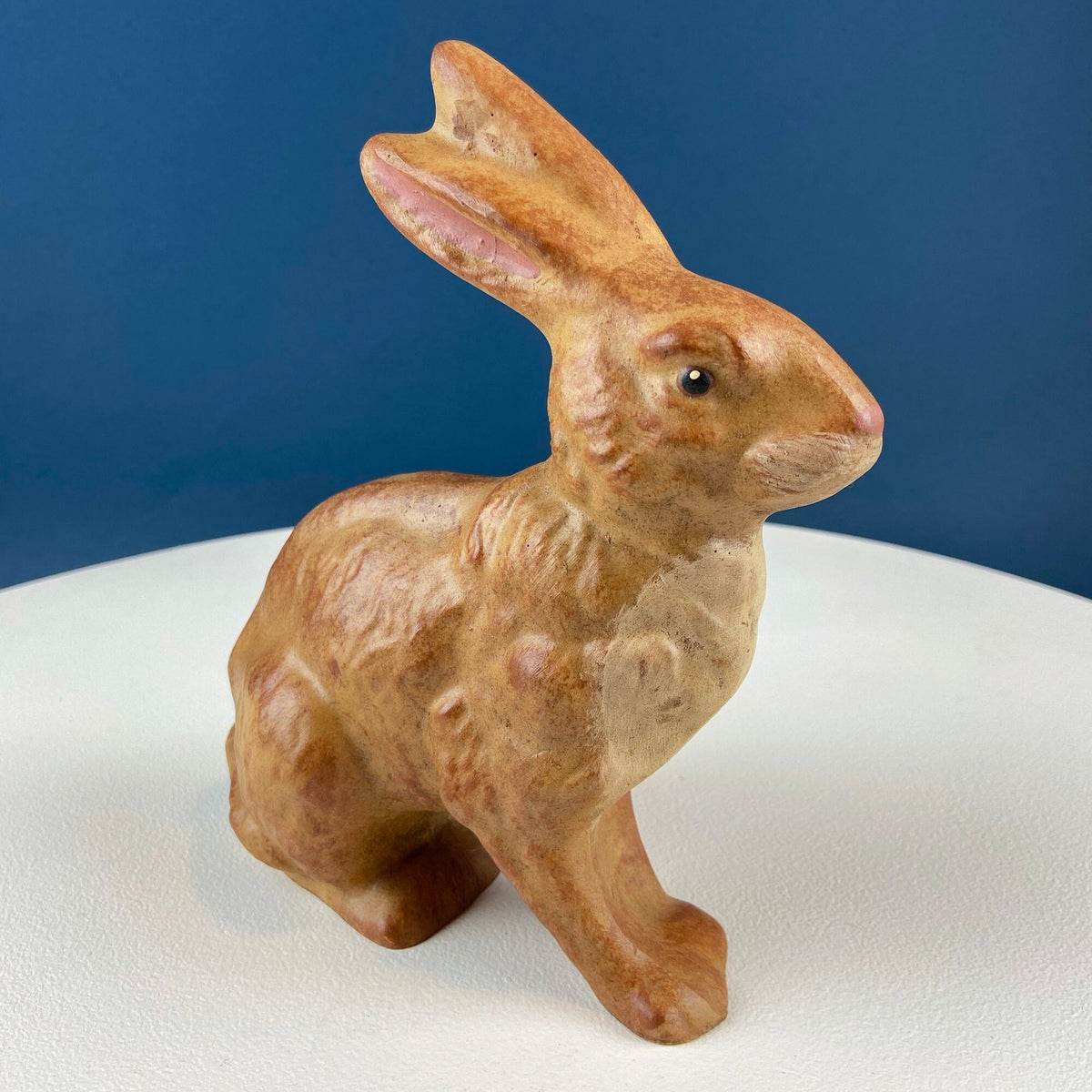 Brown Mom Bunny Figurine Carrying Baby Rabbit on her Back. Cute Rustic Ceramic Easter Decor. Spring Celebration. Modern Farmhouse.