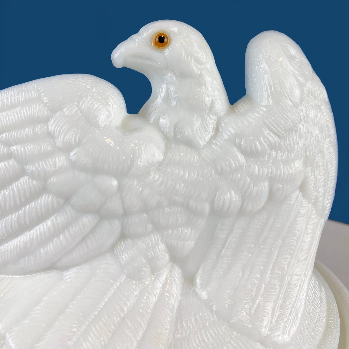 Westmoreland Milk Glass Eagle with Babies. Large White Bird On Nest Bowl. Cookie Jar with Lid. Storage Dish for Trinkets or Bath Accessories