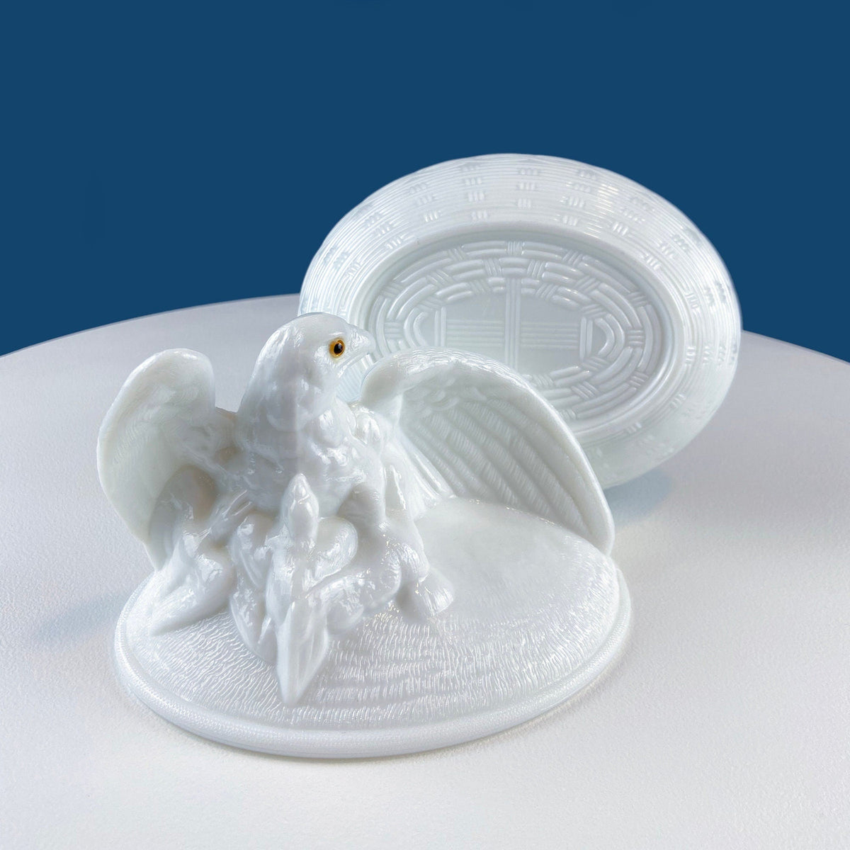 Westmoreland Milk Glass Eagle with Babies. Large White Bird On Nest Bowl. Cookie Jar with Lid. Storage Dish for Trinkets or Bath Accessories