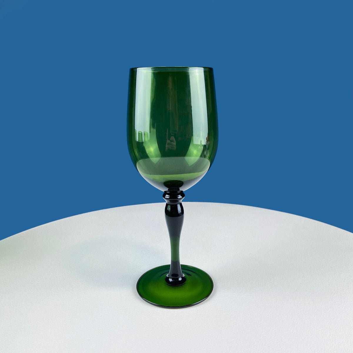 Stunning Green Wine Goblets.  Set of Four Stemware. Dark Green Hand Blown Glasses. Elegant Dining Room Decor. Unique Barware. Wedding Gift.